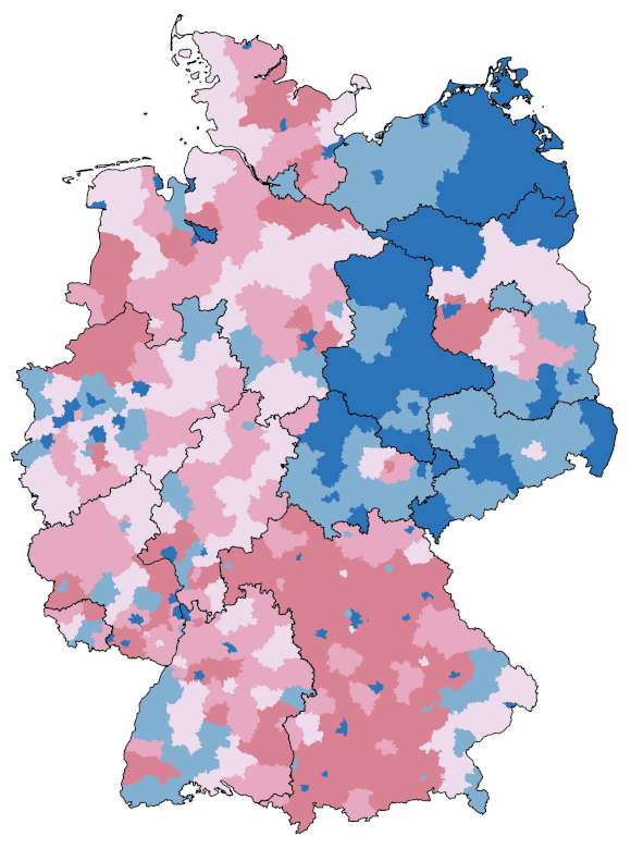 Kartenvorschau zur Wahlbeteiligung bei der Bundestagswahl 2021 auf Ebene der Kreise und kreisfreien Städte