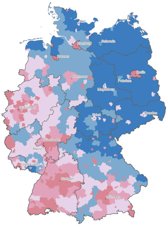 Kartenvorschau zum Anteil ausländischer Bevölkerung an der Gesamtbevölkerung der Kreise und kreisfreien Städte