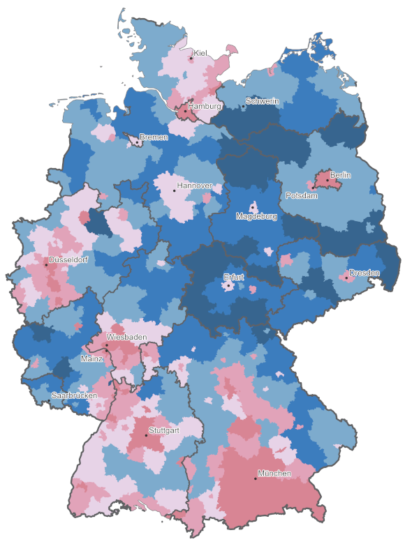 Kartenvorschau zu Baulandpreisen in Kreisen und kreisfreien Städten